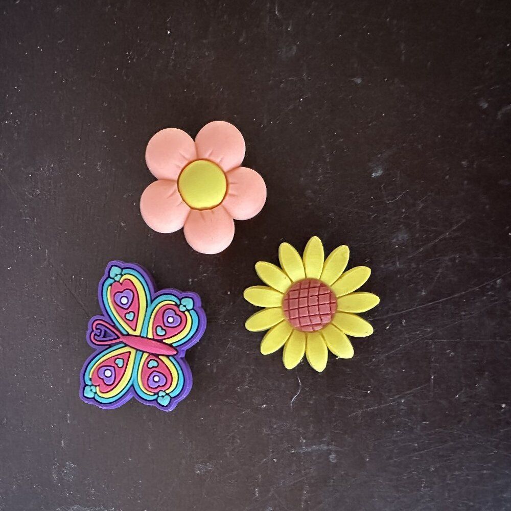 Blue Butterfly & Orange Yellow Flower Shoe Charms Set Cute Accessories for Crocs
